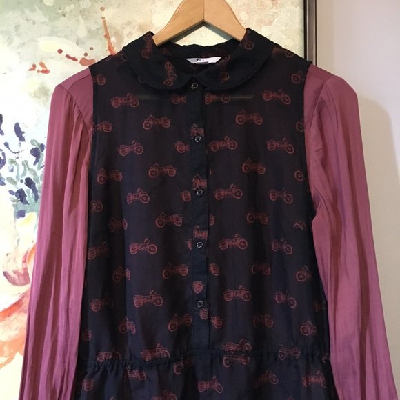 H Halston Primrose Red Pleated Pintuck Tunic Blouse - Picture 11 of 11